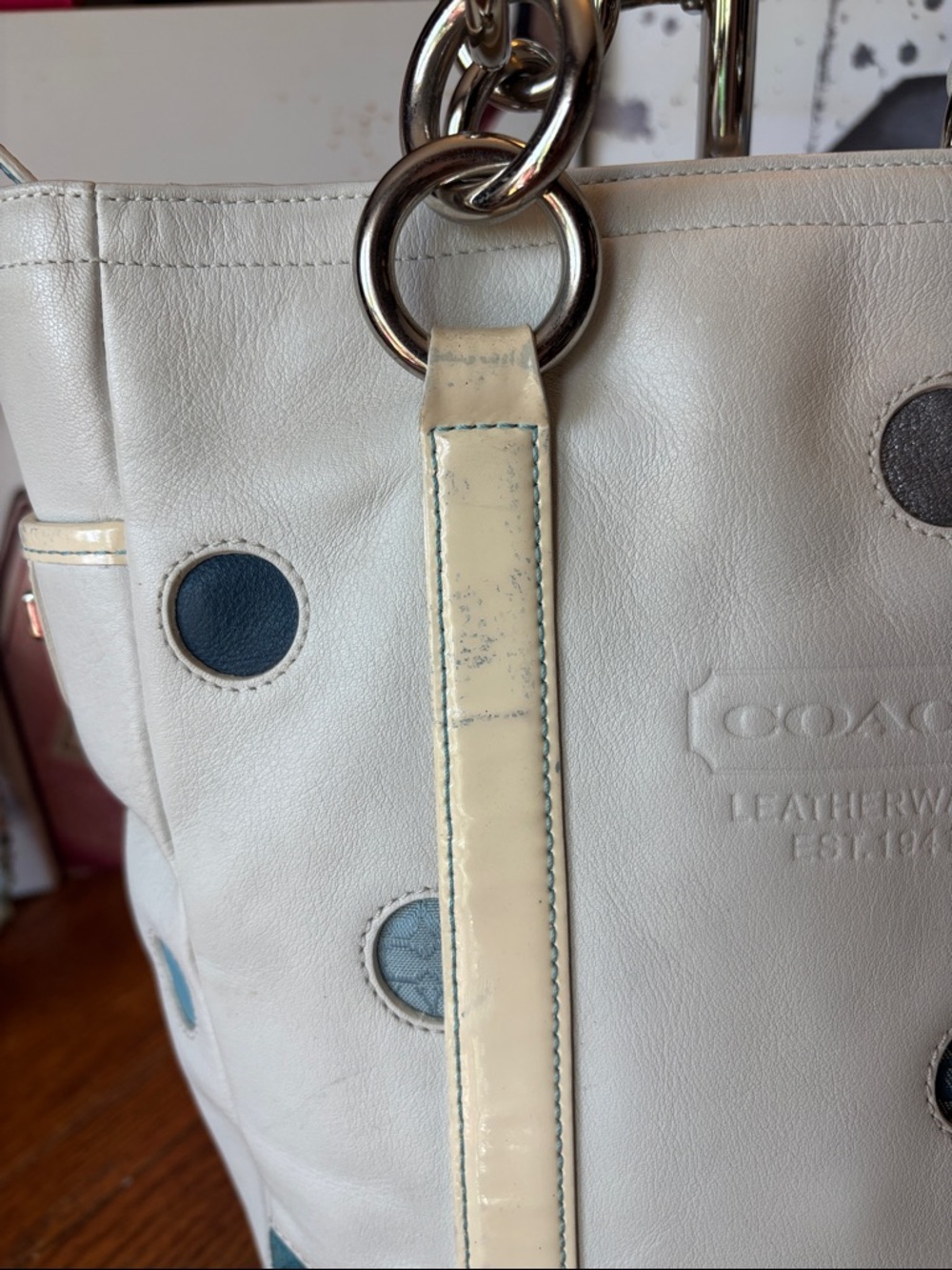 RARE Coach Limited Edition Polka Dot Gallery Tote & Matching Wristlet Set – Y2K - Picture 4 of 12